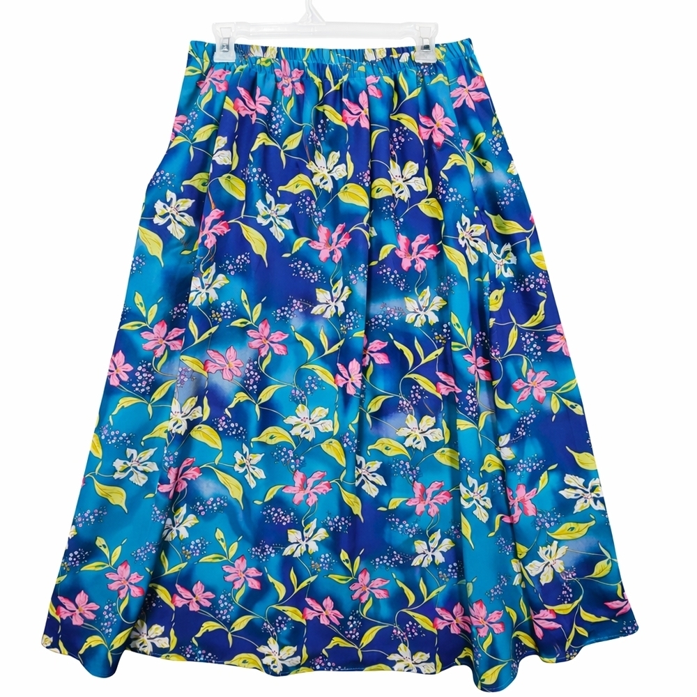 Gayle Burbank Resort Maxi Skirt 20W Flowy Elastic Waist Spring Vacation 35.5"